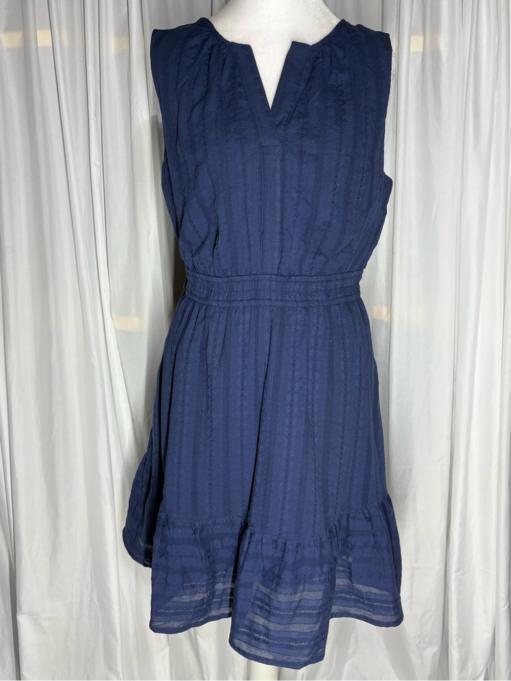 MEROKEETY Womens Summer Casual Sleeveless Mini Sundress, Navy Size M